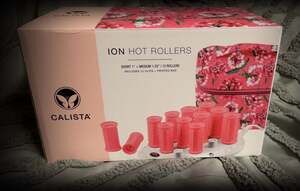 Calista Ion Hot Rollers 12pc Set Short 1" and Medium 1.25" with Floral Bag